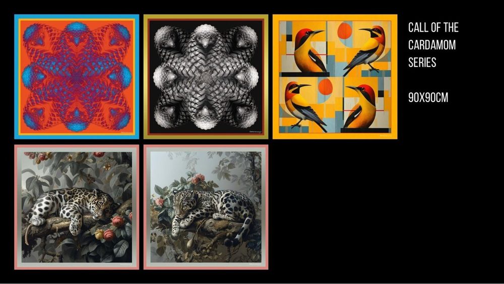 Scarves from The Call of the Cardamom series by Aubrey Kurlansky