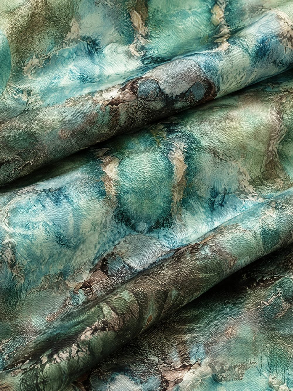 Close-up of Birthplace of Aphrodite printed on folded fabric