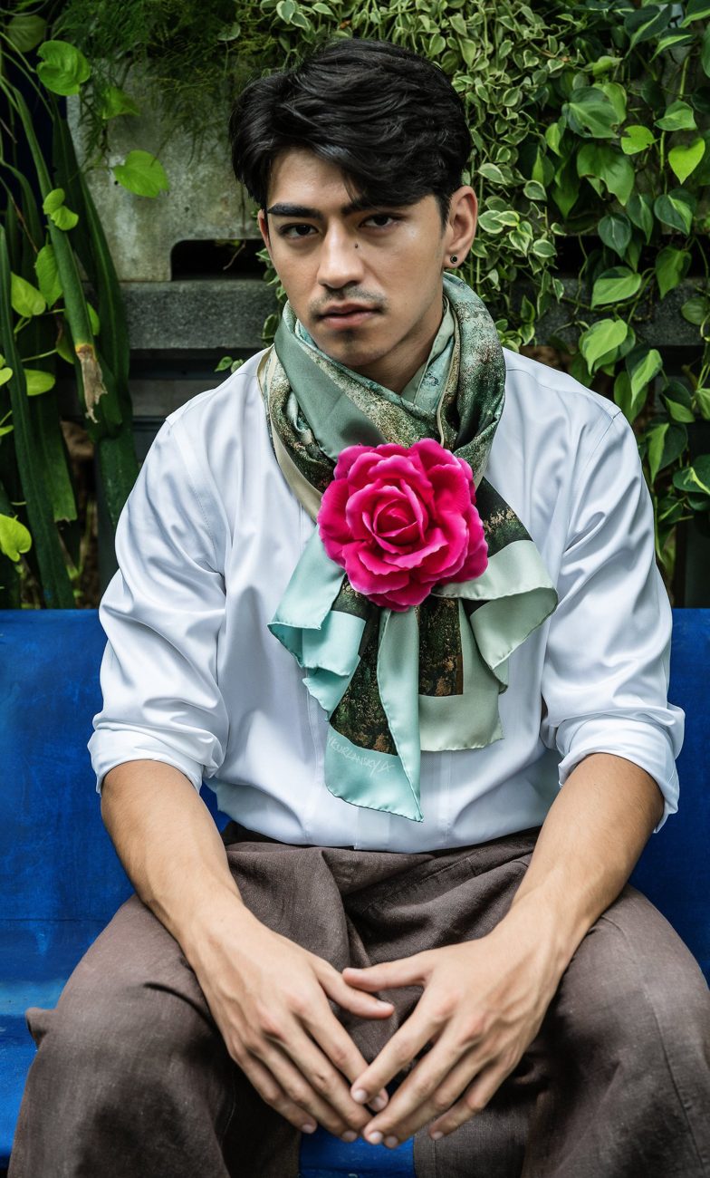 Birthplace of Aphrodite long scarf being worn