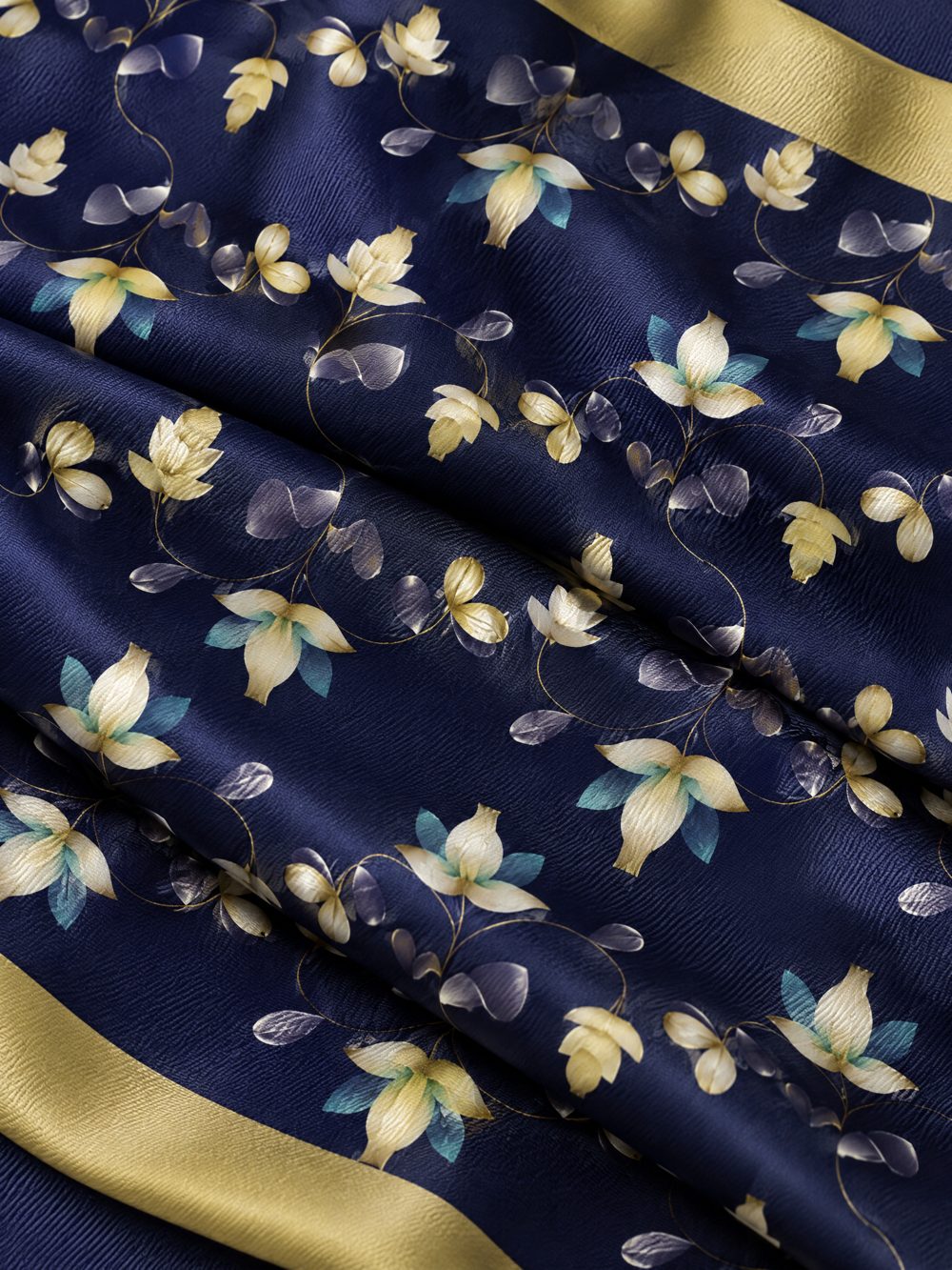 Close-up of Flower Geometry printed on folded fabric