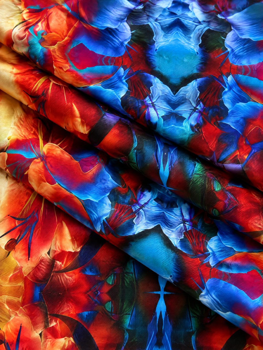 Close-up of Flowers Radiate Joy printed on folded fabric