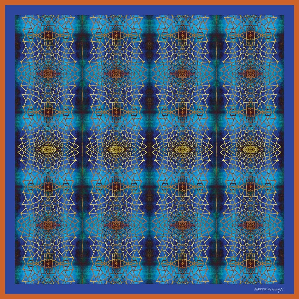 Golden Screen Against The Sea silk scarf