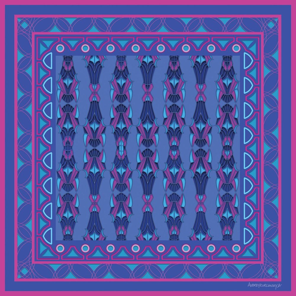 Horses on Parade, Violet Ground silk scarf
