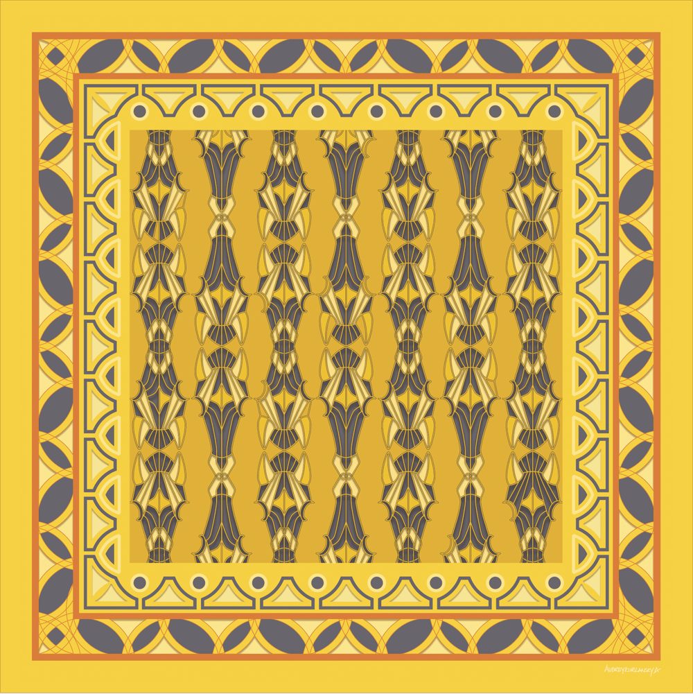 Horses on Parade, Yellow Ground silk scarf