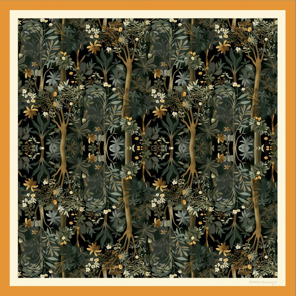 it's never quiet in the woods silk scarf