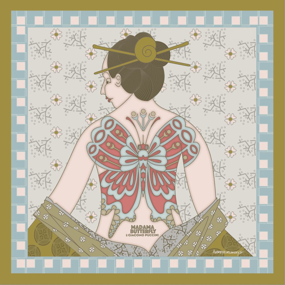 Madama Butterfly silk scarf