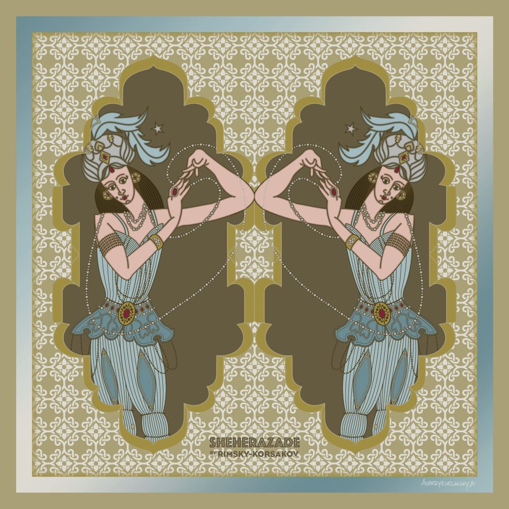 Sheherazade and the King silk scarf