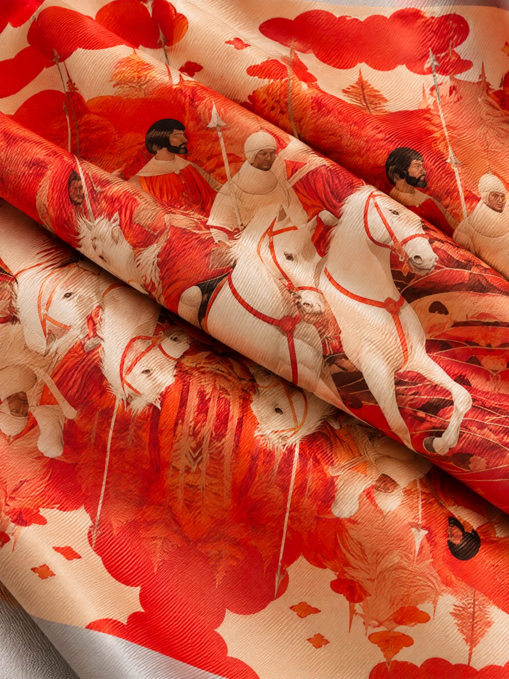 Close-up of Tales of the Red Planet 2: The Cavalry printed on folded fabric