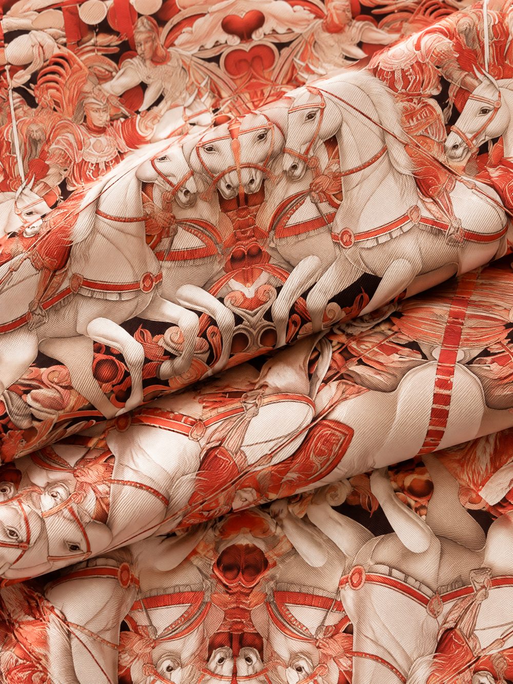 Close-up of Tales of the Red Planet 3: The Charge printed on folded fabric