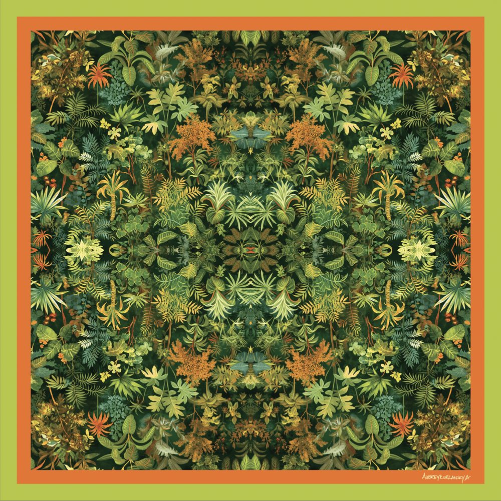 The Lush Forest Sings with Life silk scarf