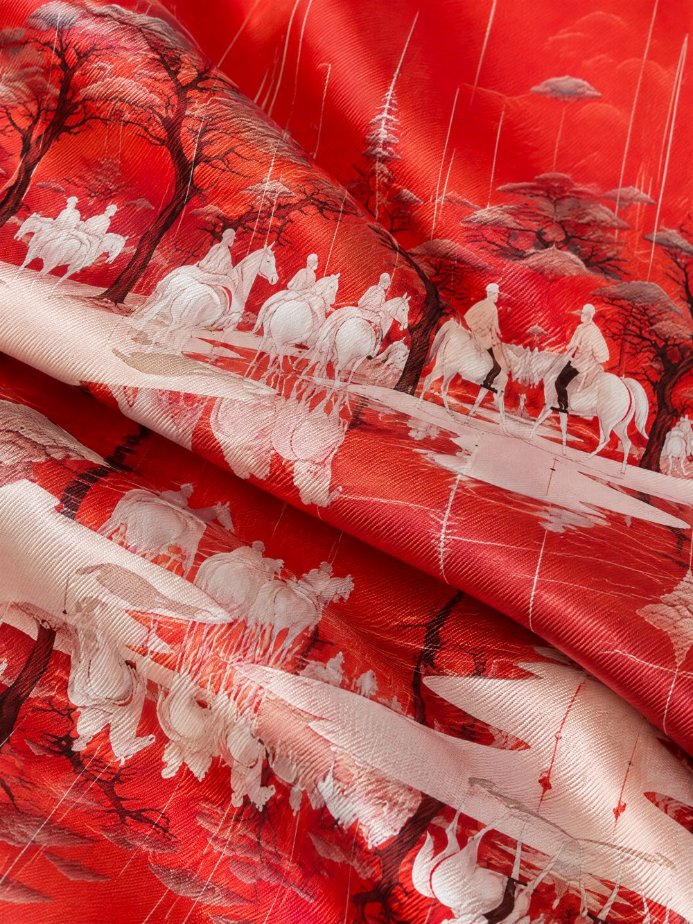 Close-up of Tales of the Red Planet 4: The Survey printed on folded fabric