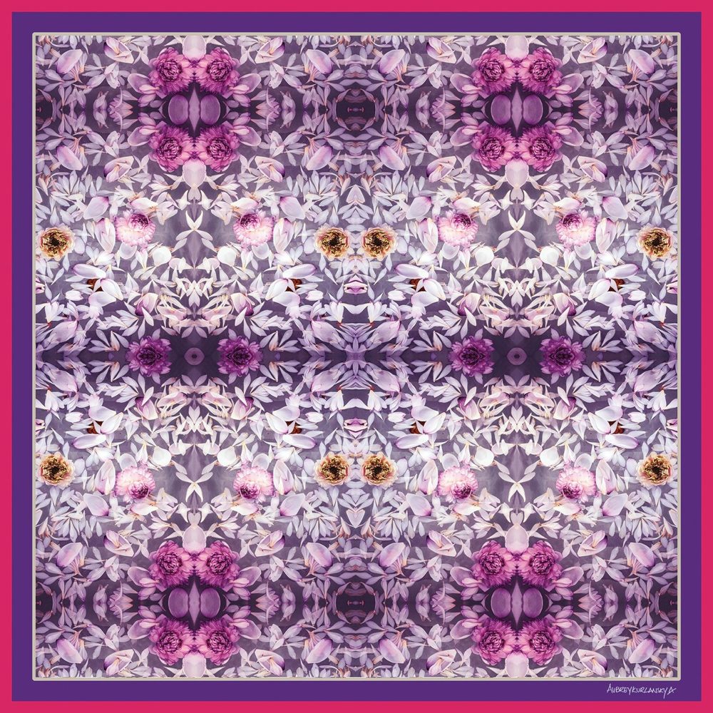 Violet Floral Afternoon silk scarf