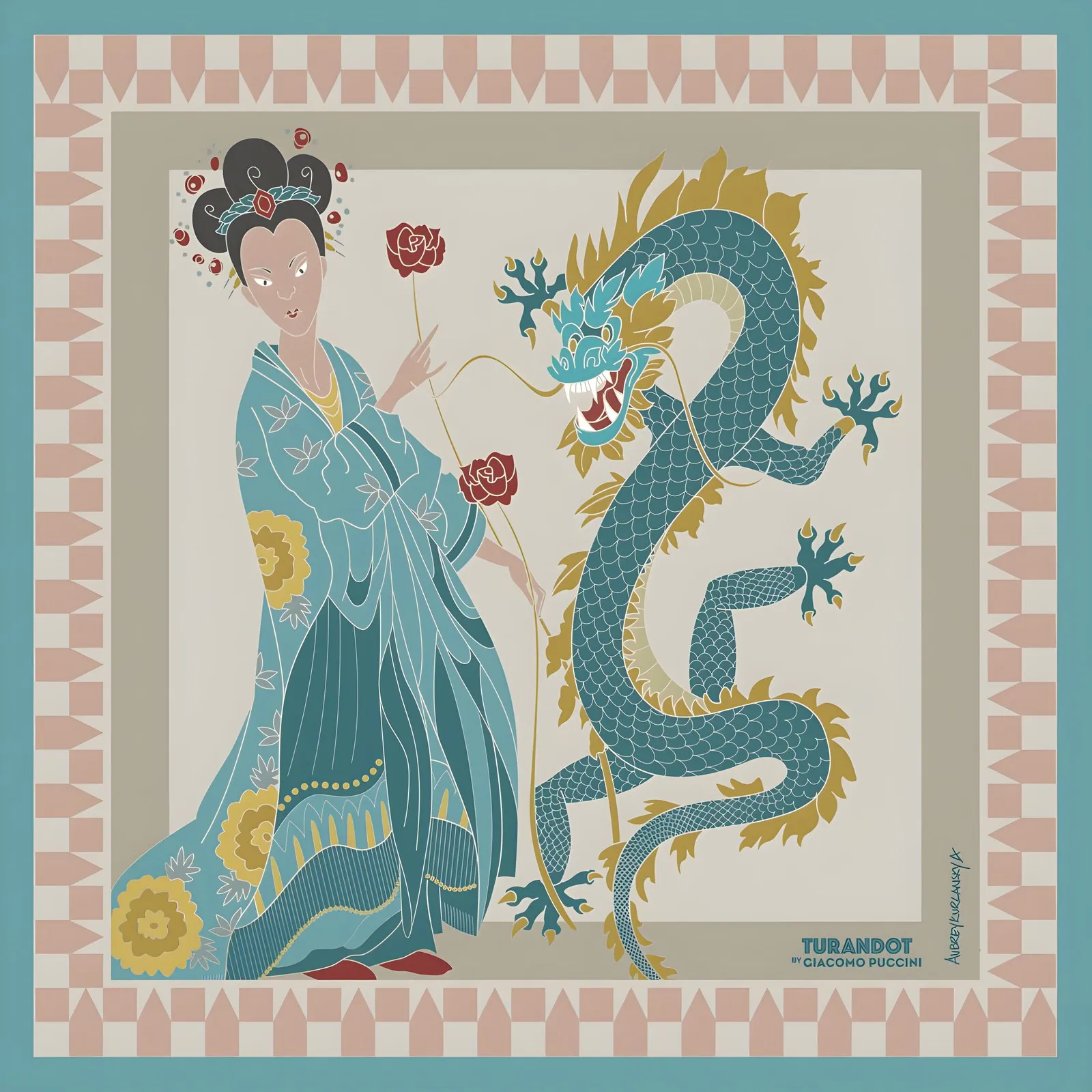 Turandot, a silk square by Aubrey Kurlansky